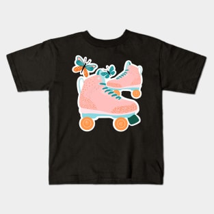 Roller Skates and Butterflies Kids T-Shirt